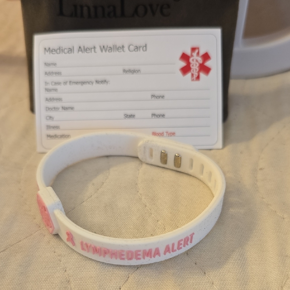 Lymphedema Alert Ajustable Bracelet With Medical Alert Wallet Card New